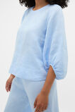 Core Linen Balloon Sleeve Top  Chalk Blue Crossdye  hi-res