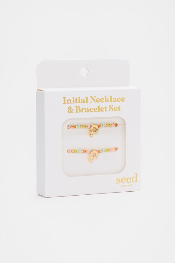 Initial Necklace And Bracelet Set  P  hi-res