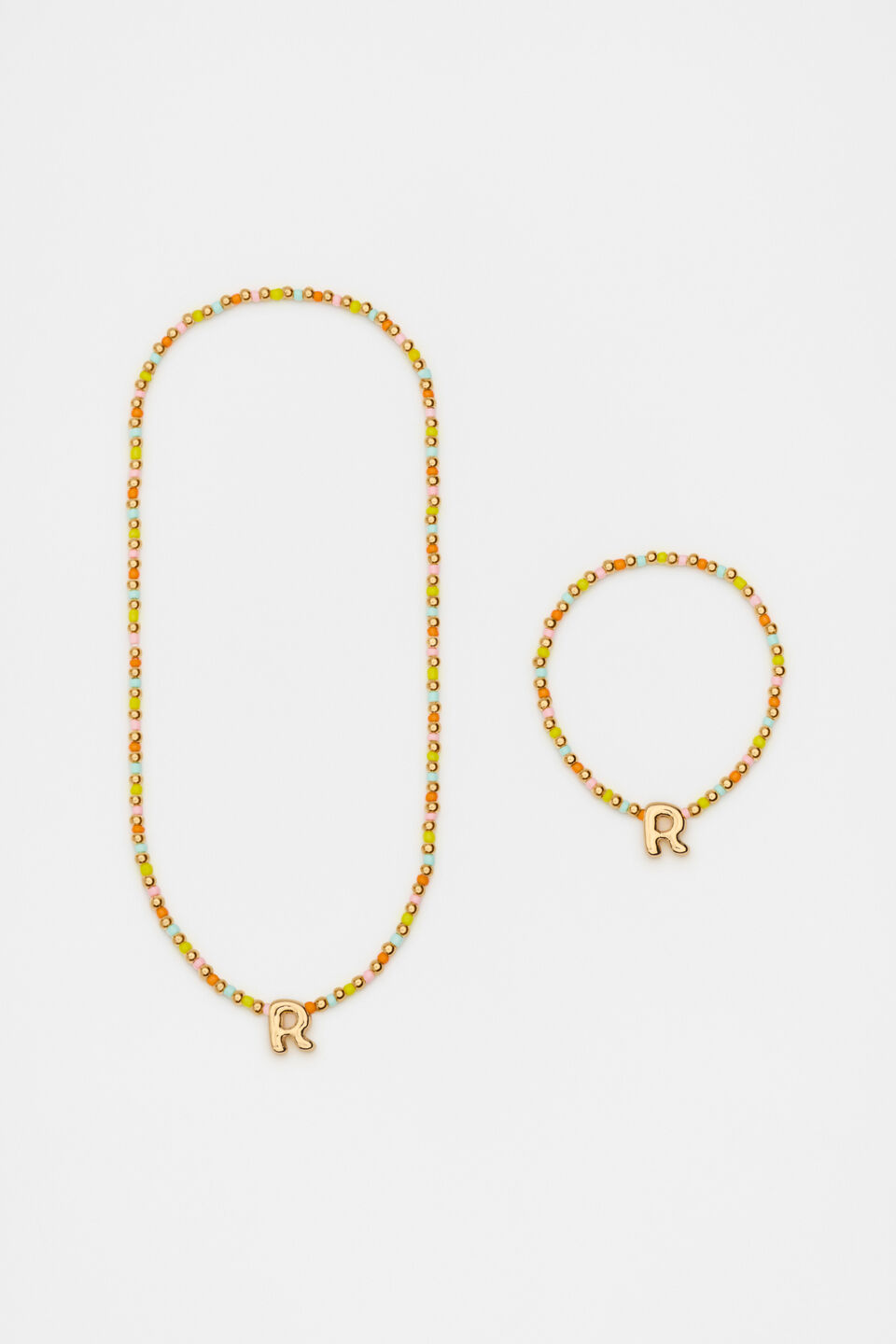 Initial Necklace And Bracelet Set  R