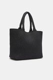 Woven Textured East West Tote  Black  hi-res