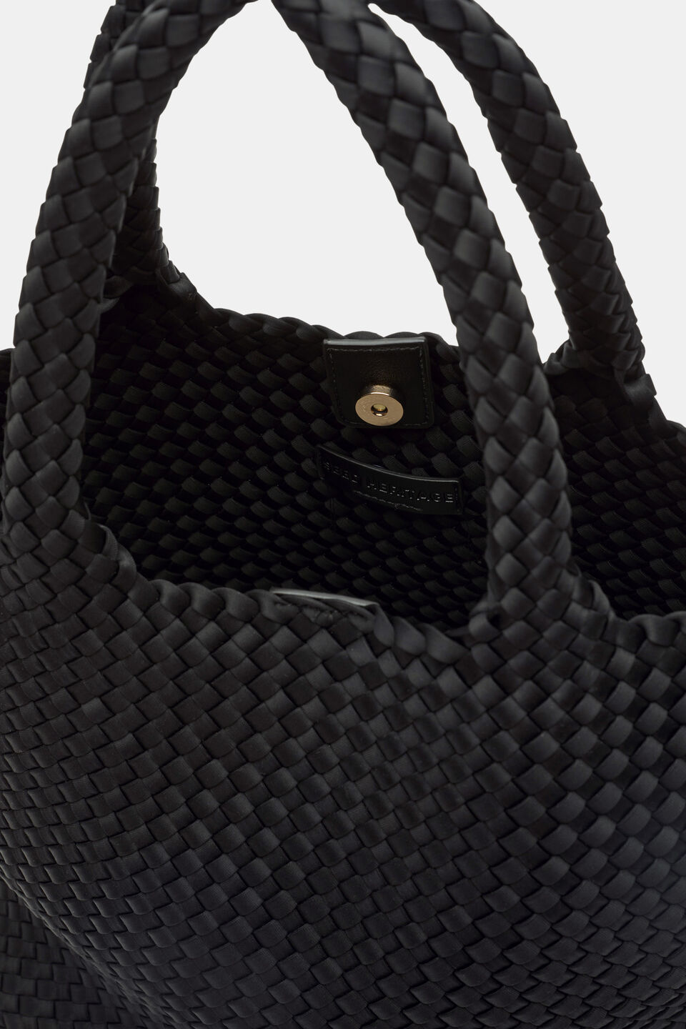 Woven Textured East West Tote  Black