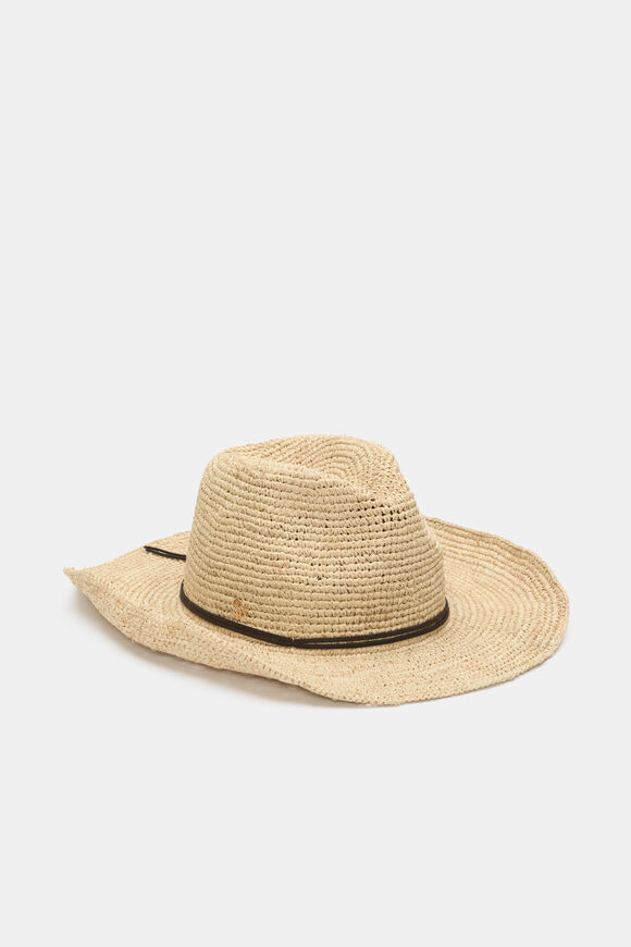 Wide Brim Raffia Fedora  Natural  hi-res