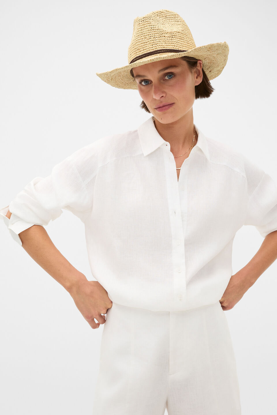 Wide Brim Raffia Fedora  Natural