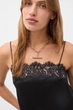 Crinkled Satin Lace Square Neck Cami  Black  hi-res
