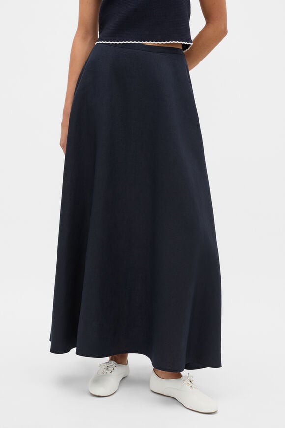Core Linen Midi Skirt  Twilight Blue  hi-res
