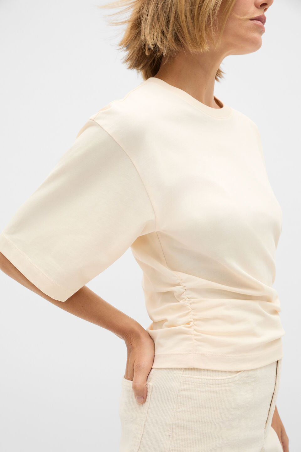 Waisted Crop Tee  Coconut Cream