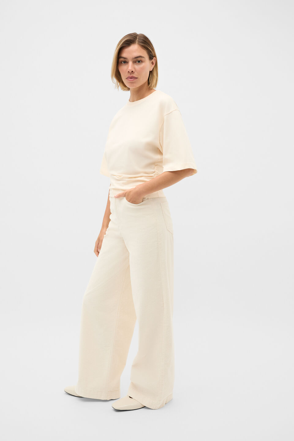 Waisted Crop Tee  Coconut Cream