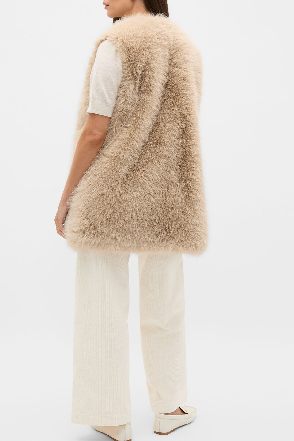 Faux Fur Gilet  Sandstone