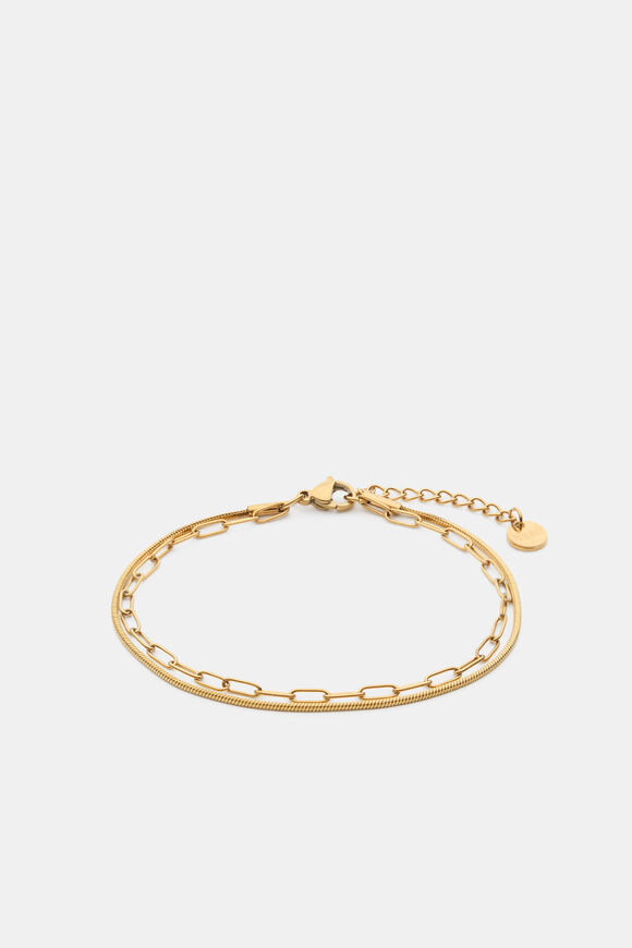 Waterproof Duo Chain Bracelet  Gold  hi-res