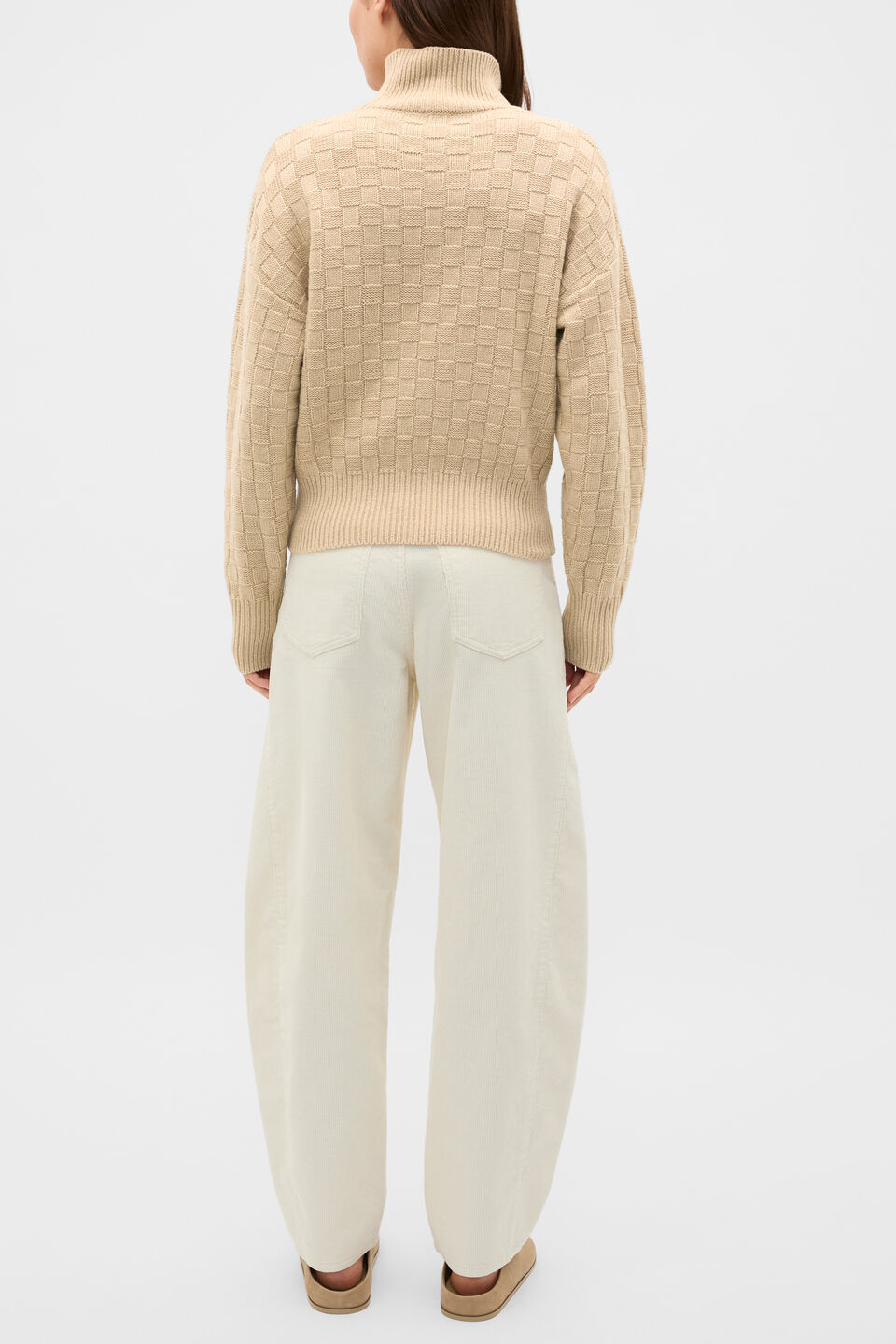 Crosshatch Slouch Knit  Cashew Cream