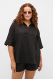 Core Linen Half Placket Popover  Black  hi-res