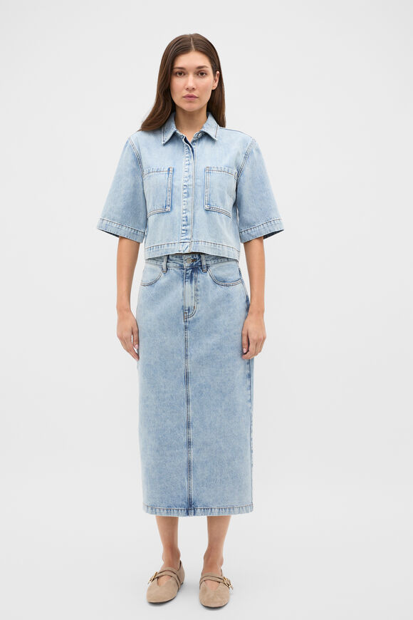 Denim Boxy Shirt  Breeze Blue Wash  hi-res