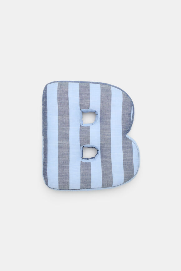 Blue Stripe Initial Cushion  B  hi-res