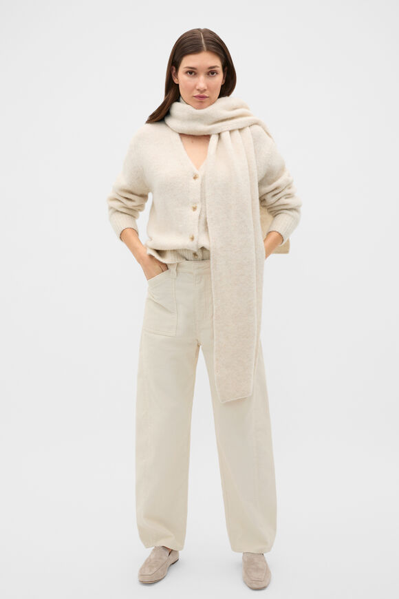 Alpaca Blend Scarf Cardigan  Vanilla Cream Marle  hi-res