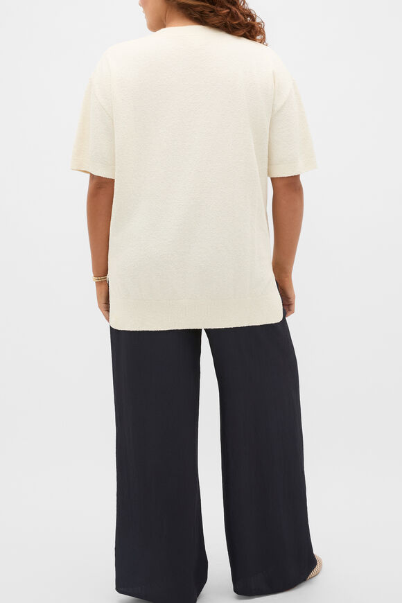 Boucle Oversized Knit Tee  Coconut Cream  hi-res