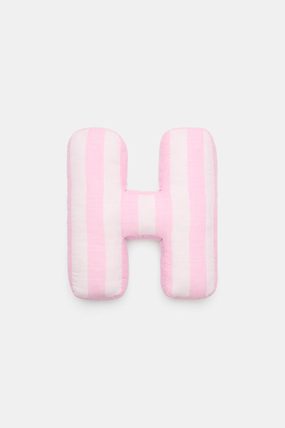 Pink Stripe Initial Cushion  H  hi-res
