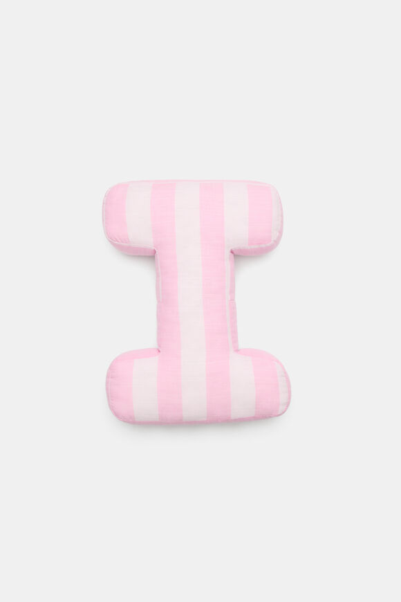 Pink Stripe Initial Cushion  I  hi-res