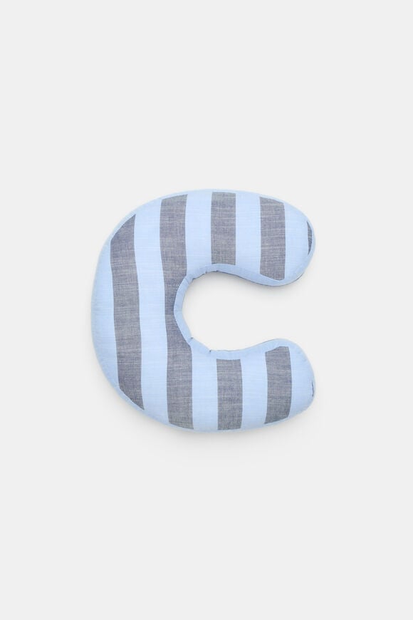 Blue Stripe Initial Cushion  C  hi-res