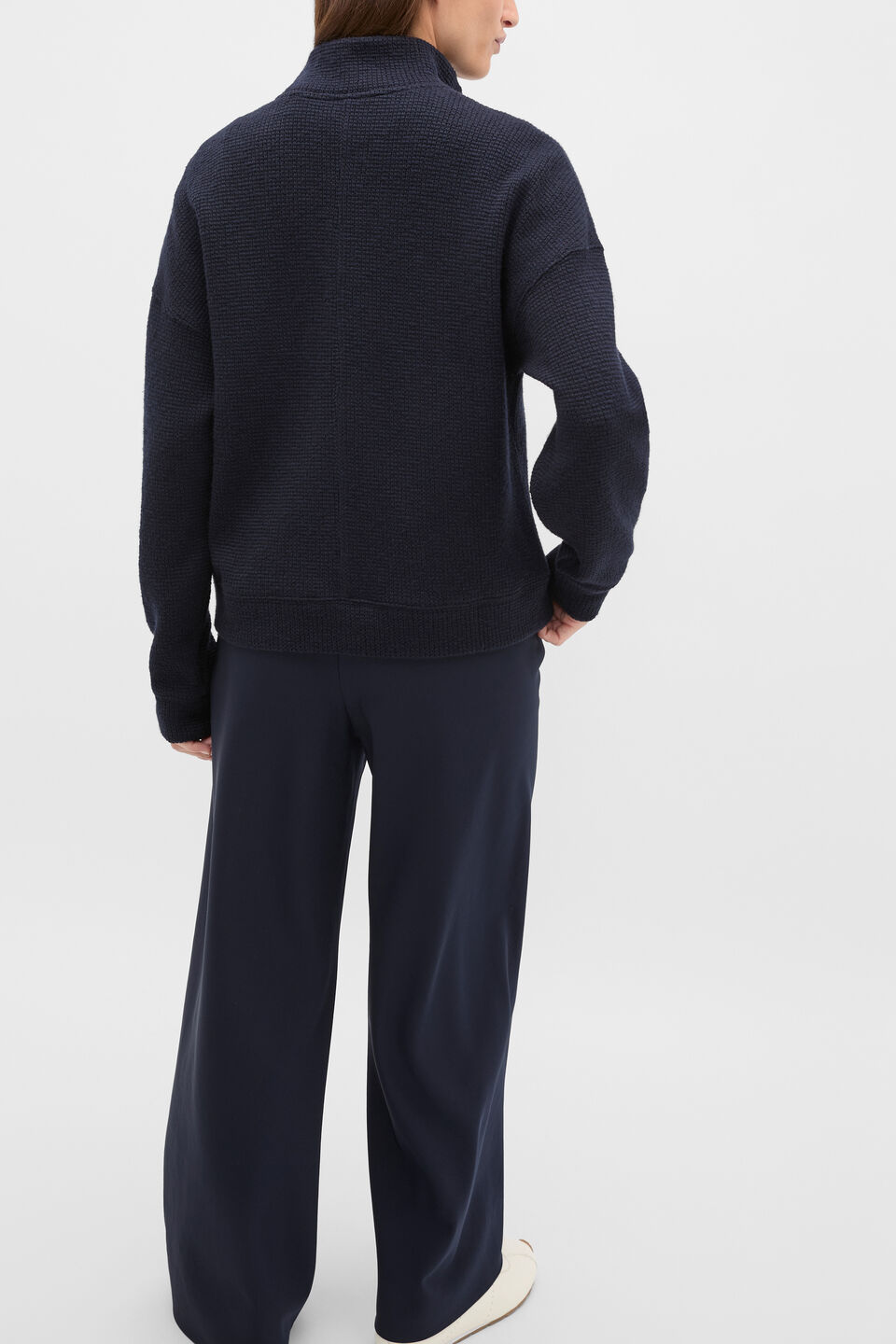 Textured Twist Funnel Neck Sweat  Twilight Blue Twist