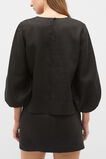 Core Linen Balloon Sleeve Top  Black  hi-res