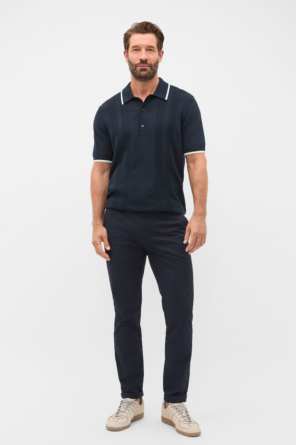 Cotton Rib Polo  Midnight Blue