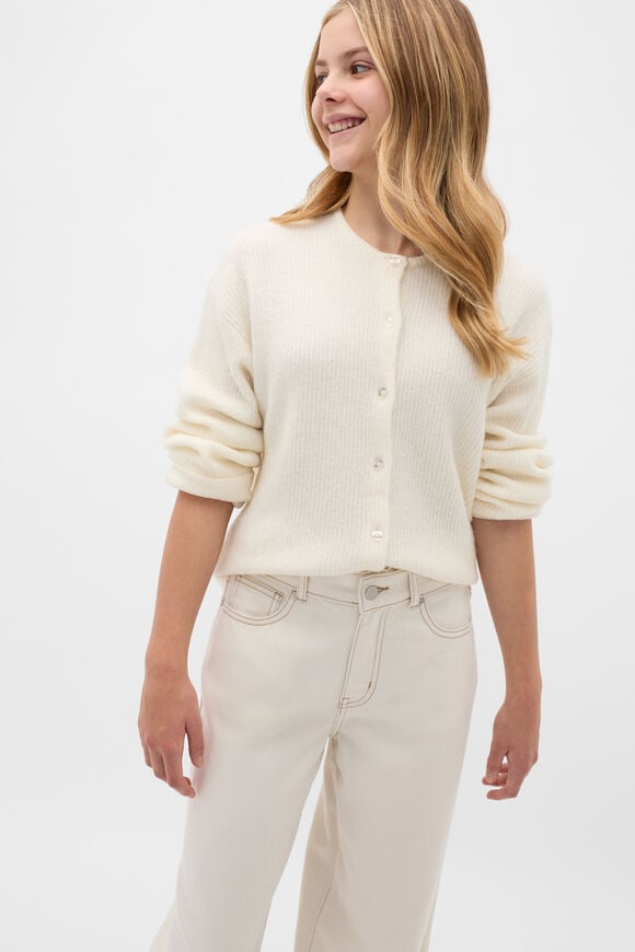 Fluffy Knit Cardigan  Classic Cream  hi-res