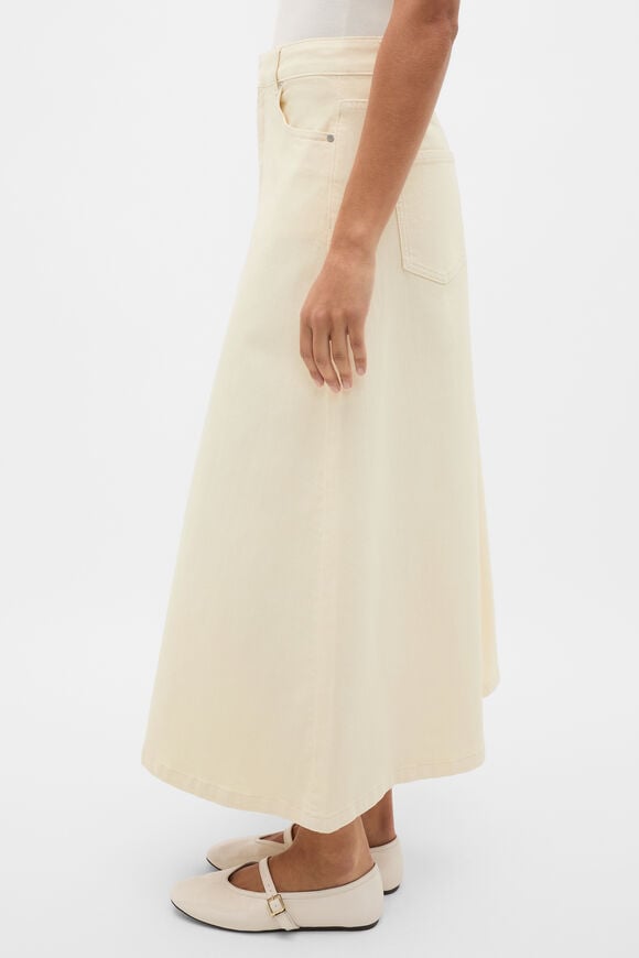 Denim Midi Skirt  Coconut Cream  hi-res