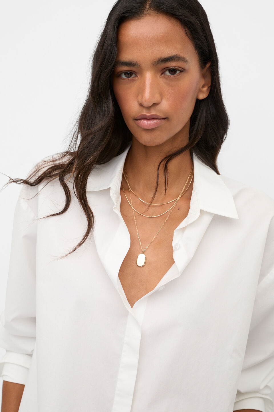 Rounded Pendant Necklace Set  Gold