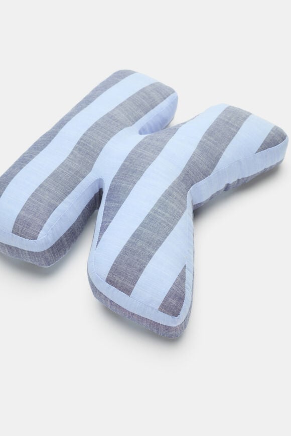Blue Stripe Initial Cushion  K  hi-res