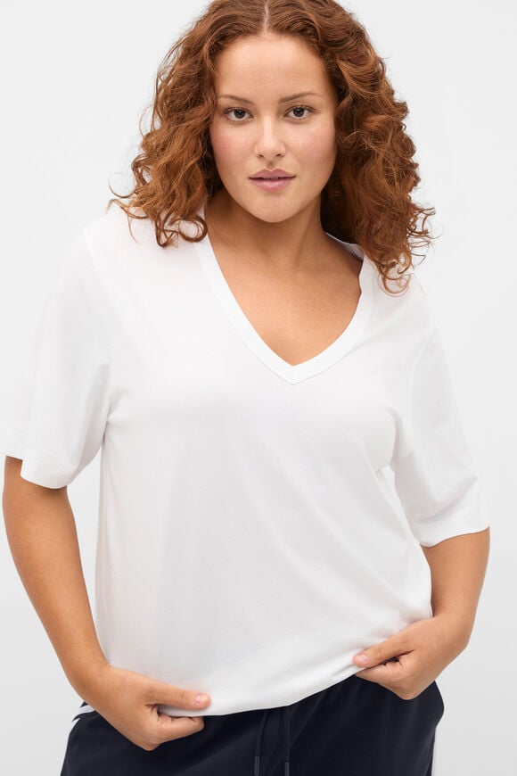 Cotton V Neck Relaxed Tee  Whisper White  hi-res