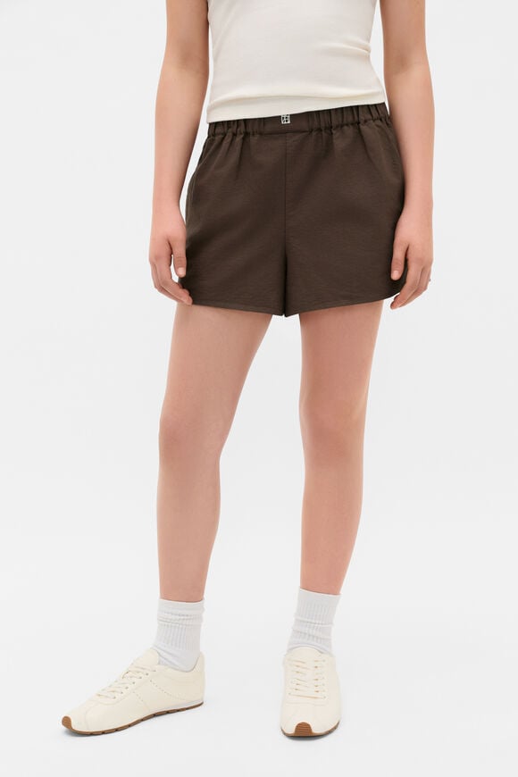 Elasticated Logo Short  Chocolate  hi-res