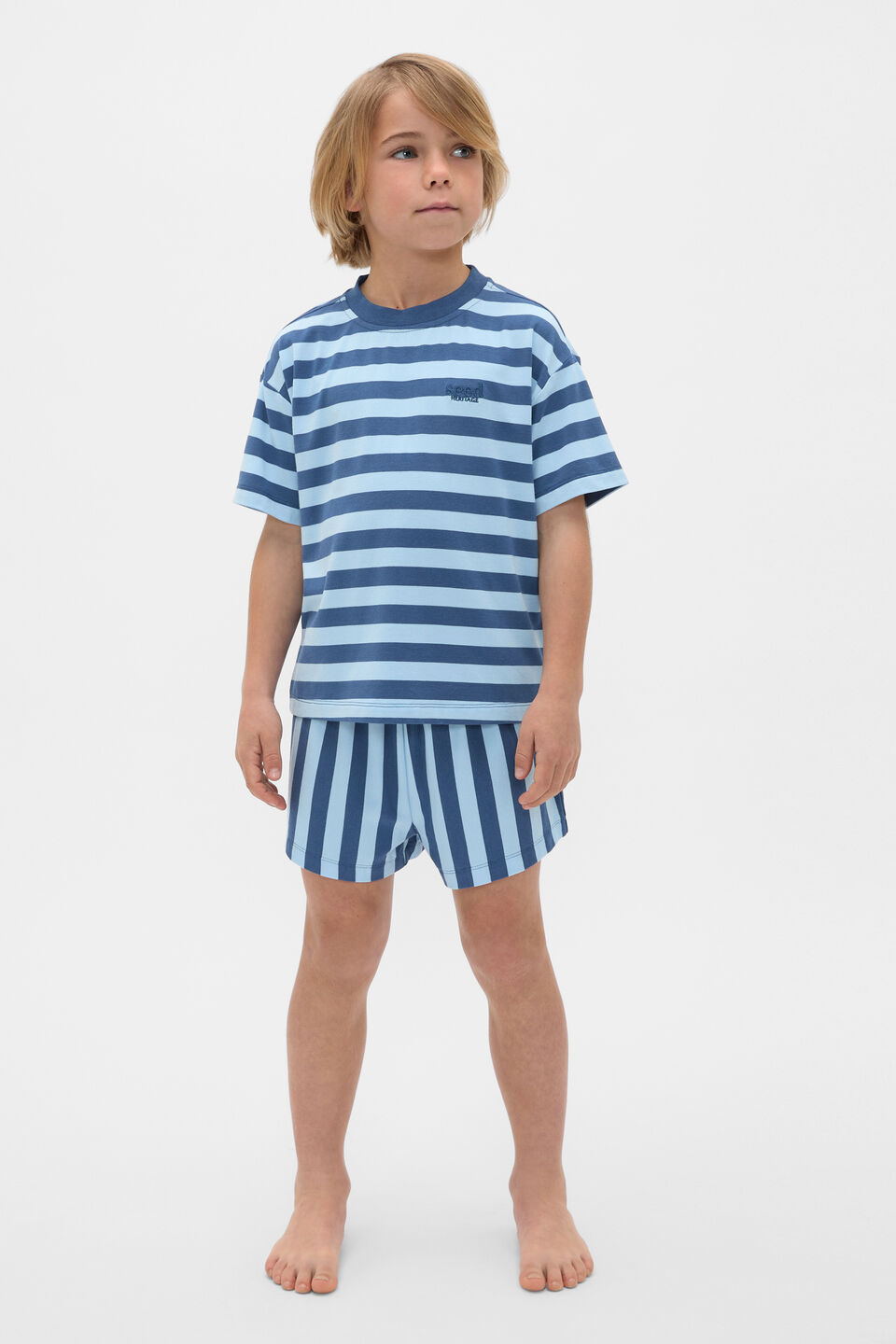 Stripe Logo Pyjama  Washed Navy Stripe