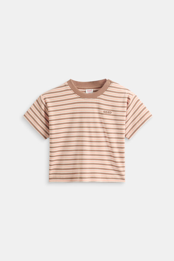 Loose Fit Rib Tee  Walnut Stripe  hi-res