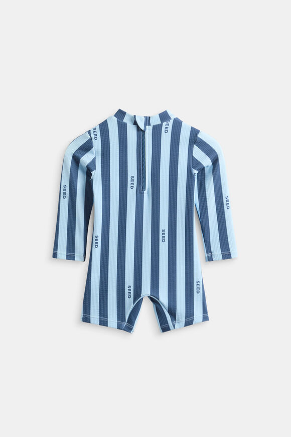 Stripe Logo Swimsuit  Washed Navy Stripe  hi-res