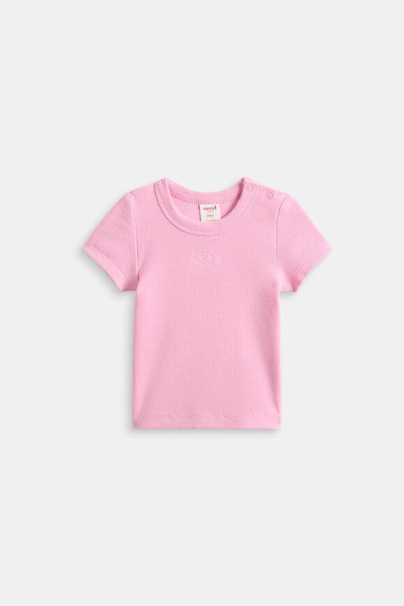 Core Logo Rib Tee  Candy Pink  hi-res