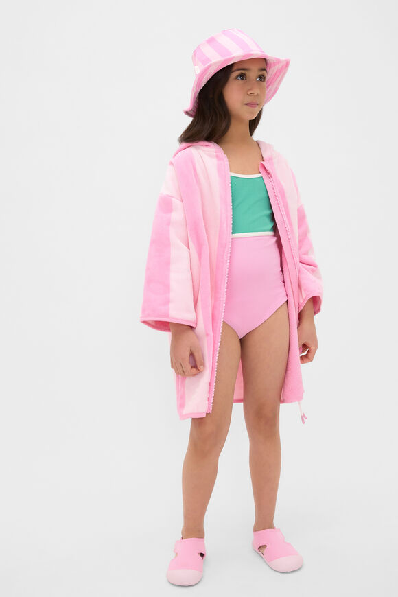 Swim Zip Poncho  Candy Pink Stripe  hi-res