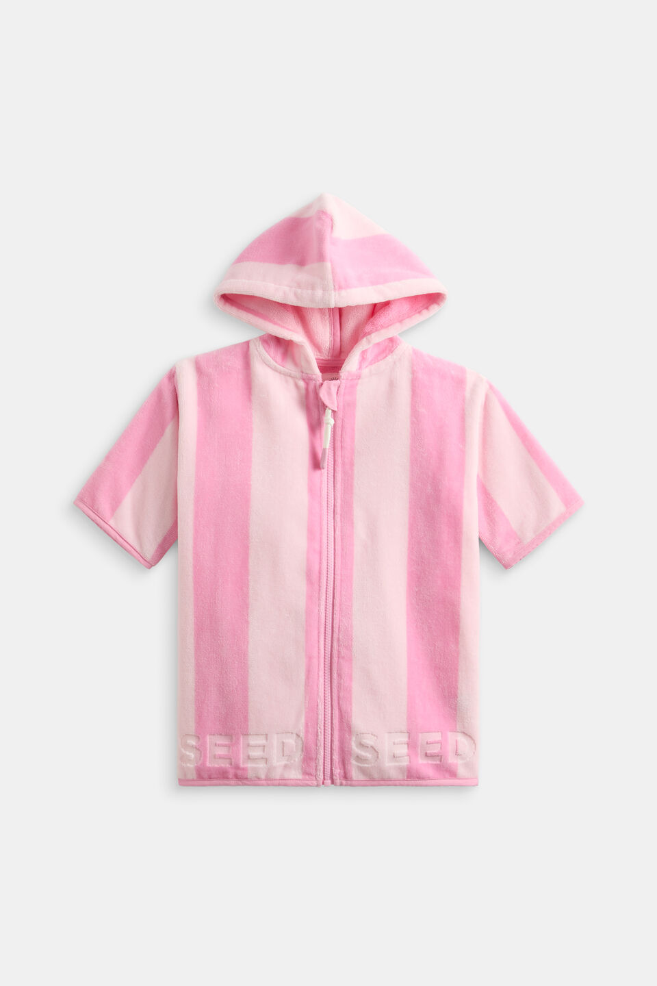 Mini Swim Zip Poncho  Candy Pink Stripe