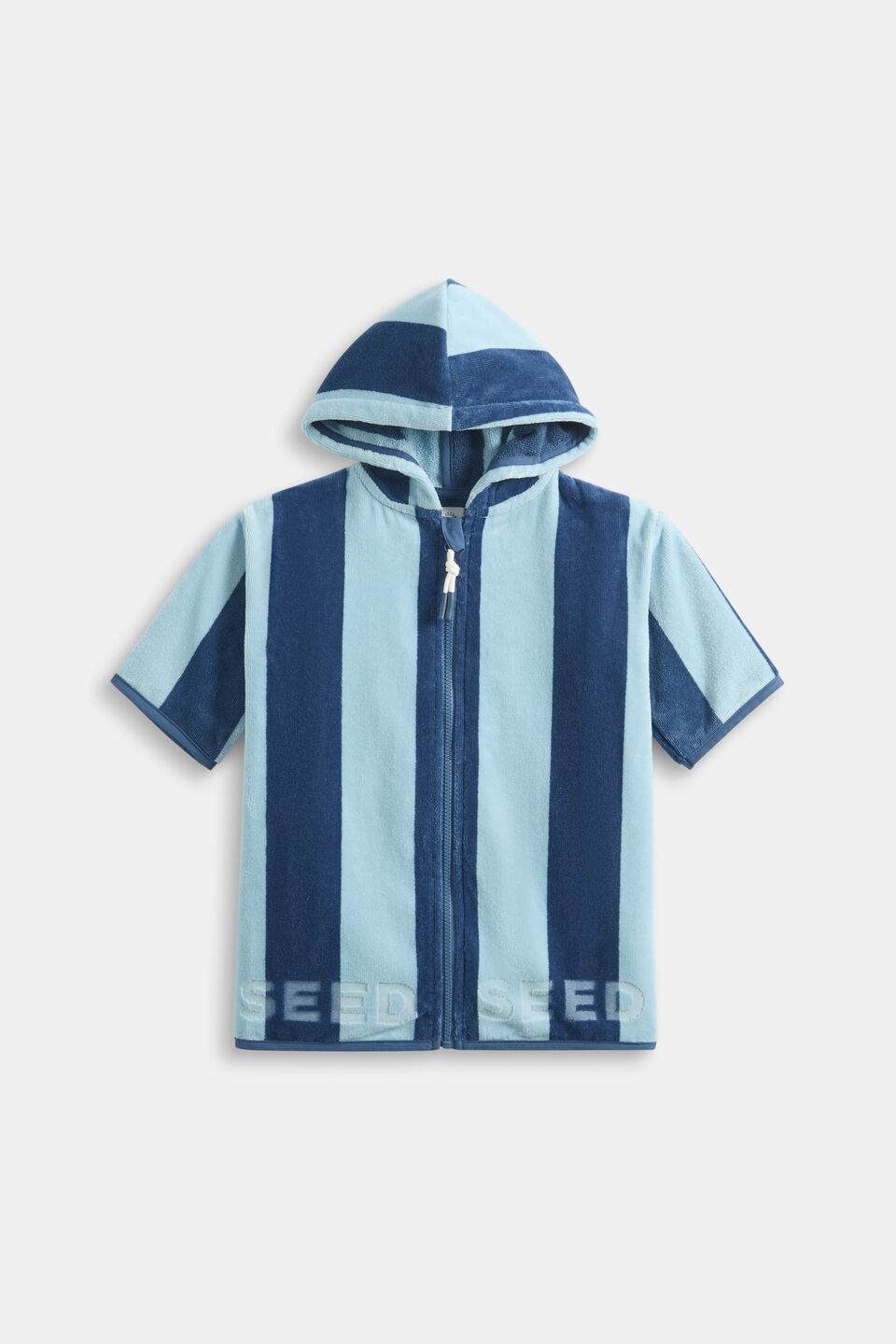 Mini Swim Zip Poncho  Washed Navy Stripe