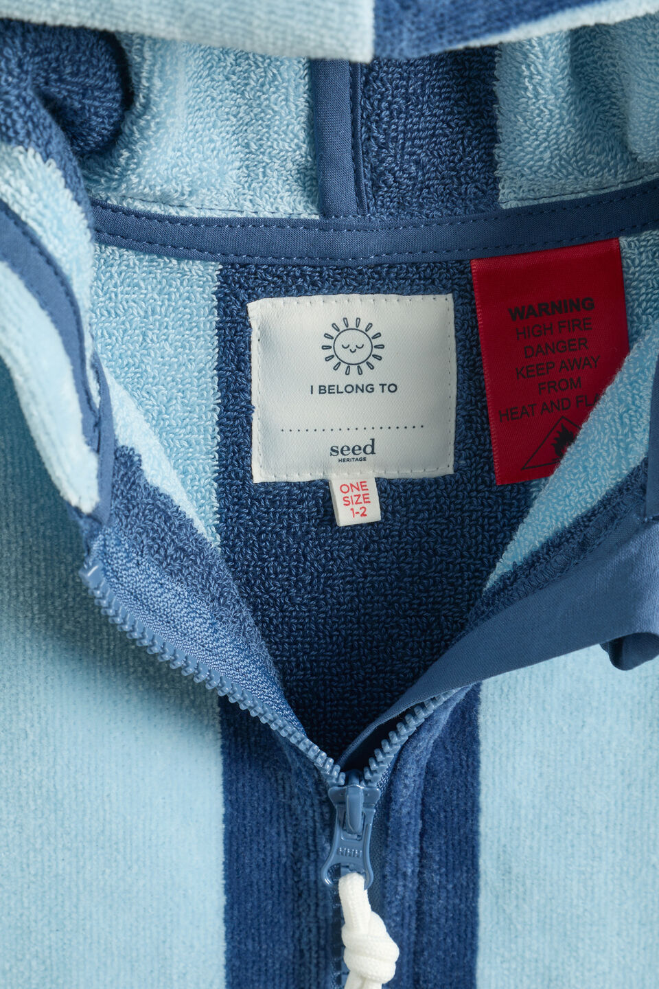 Mini Swim Zip Poncho  Washed Navy Stripe