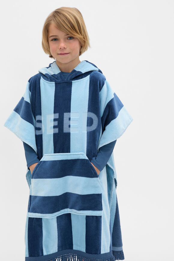 Hooded Towel  Washed Navy Stripe  hi-res