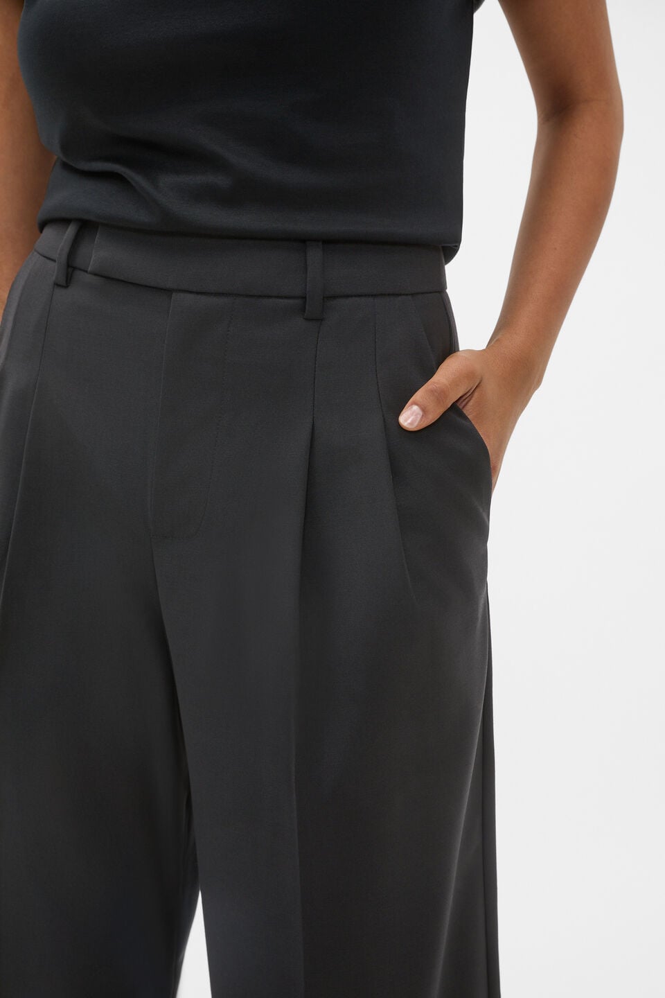 Wool Blend Tailored Pant  Black