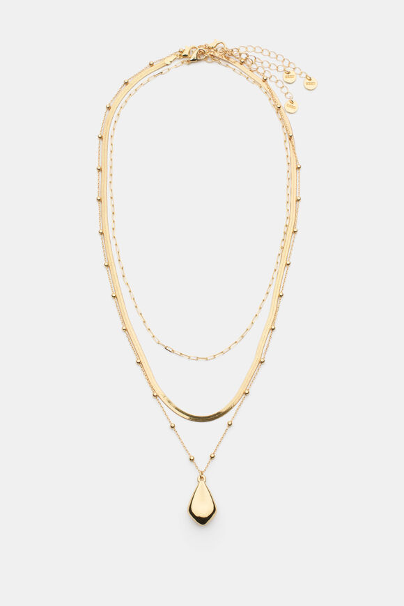 Oval Pendant Necklace  Gold  hi-res