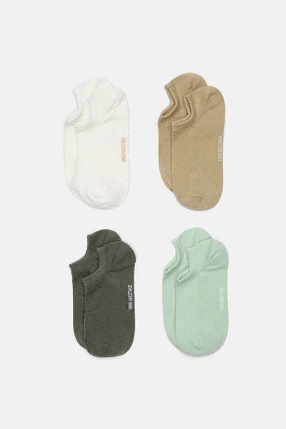 4 Pack Sneaker Sock  Soft Moss Multi  hi-res