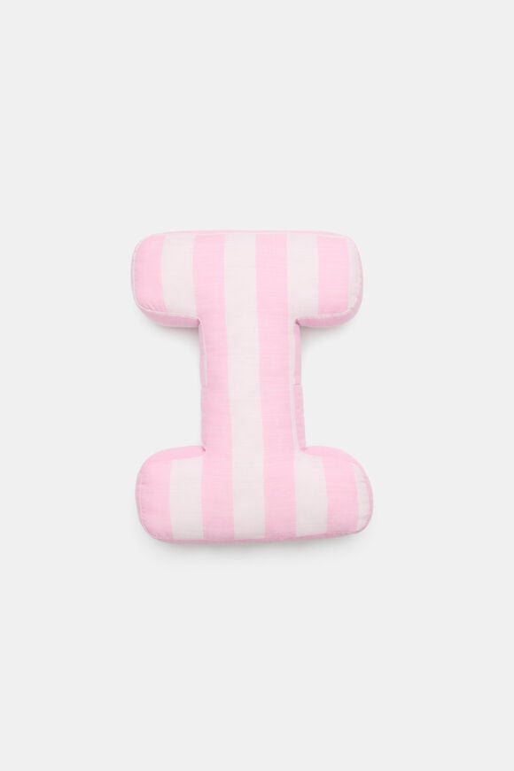 Pink Stripe Initial Cushion  I  hi-res