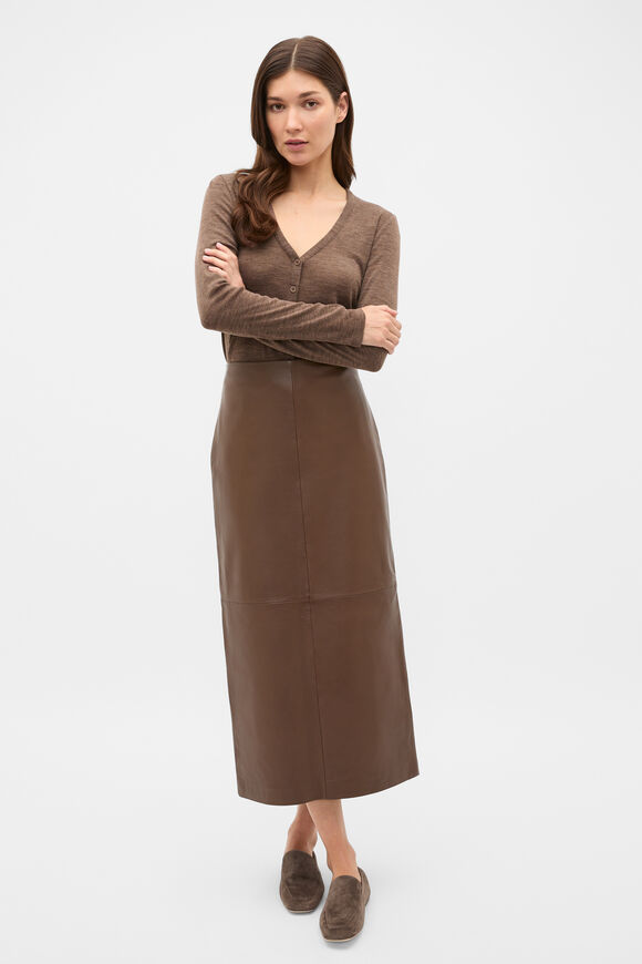 Australian Merino Cropped Cardigan  Chestnut Marle  hi-res