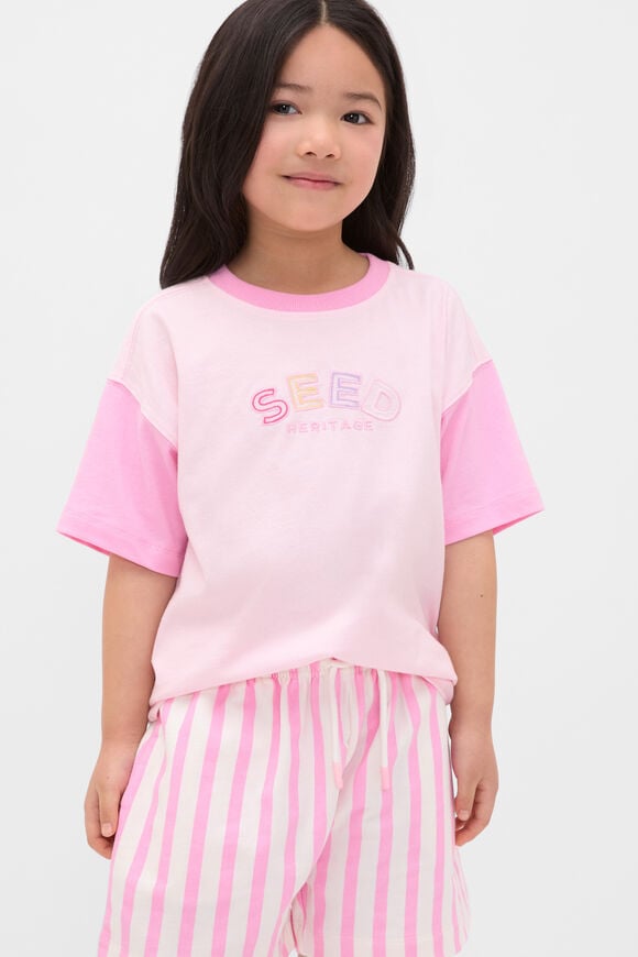 Colour Block Logo Tee  Pink Lemonade  hi-res