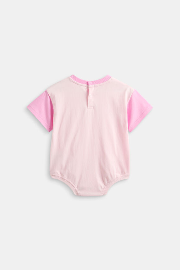 Colour Block Logo Romper  Pink Lemonade  hi-res