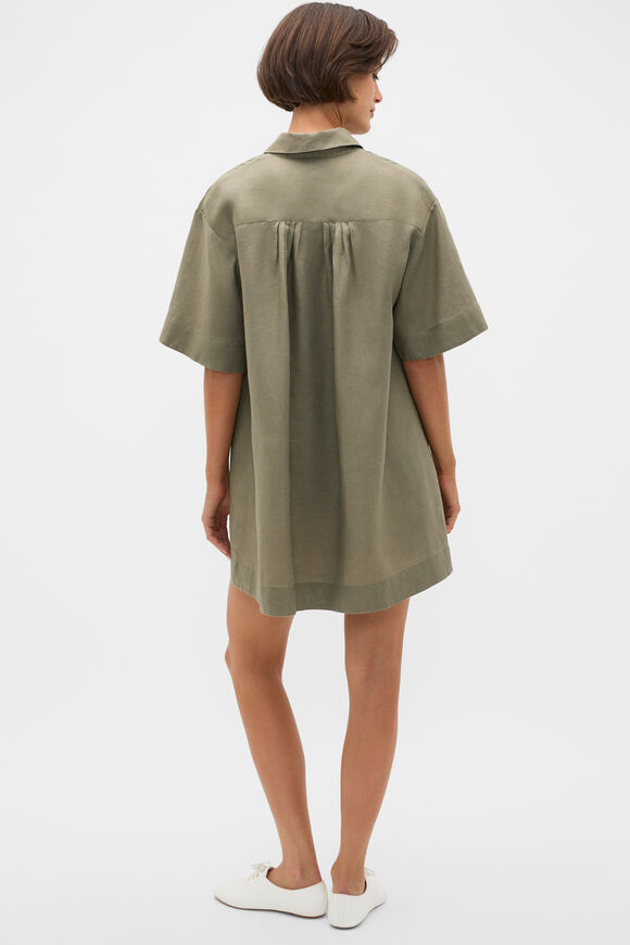 Linen Shirt Mini Dress  Caper  hi-res