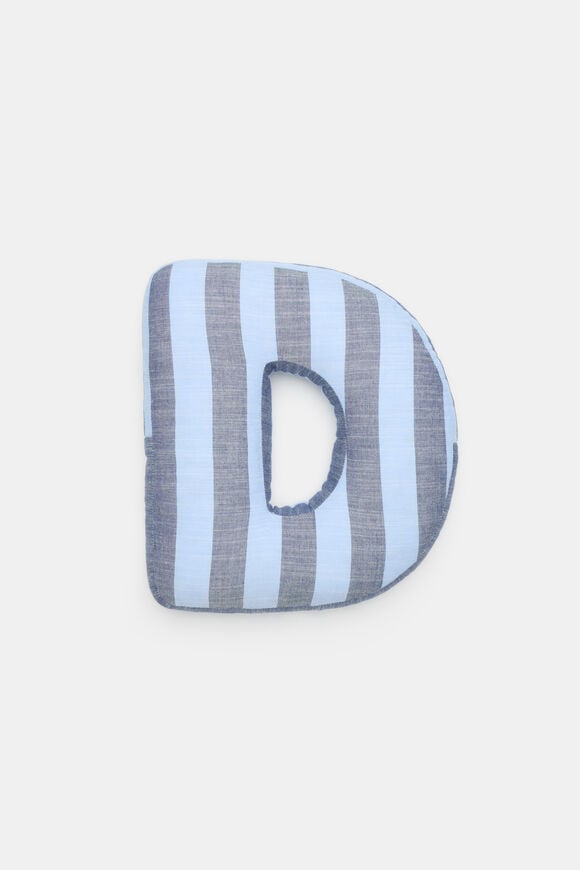 Blue Stripe Initial Cushion  D  hi-res