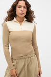 Contrast Knit Mock Neck  Caramel Clay  hi-res